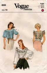 8333 VOGUE PULLOVER YOKE BLOUSE RUFFLES OR NOT PATTERN 10